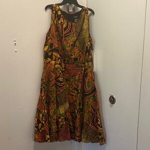 Ashro Vibrant Patterned Midi Dress